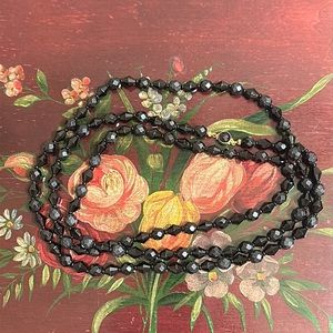 Made in Austria Flapper style Vintage Black bead versatile LONG (48”)w/clasp